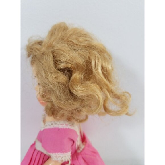 Pam Doll Walking Doll 9" Blonde Original Dress Head Turns as Legs Move Vtg 1050s - Picture 7 of 15